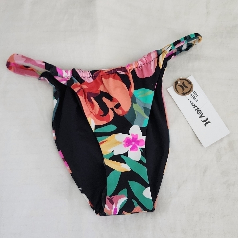 Hurley Floral Pop Cheeky Slider Bikini Bottoms size Small